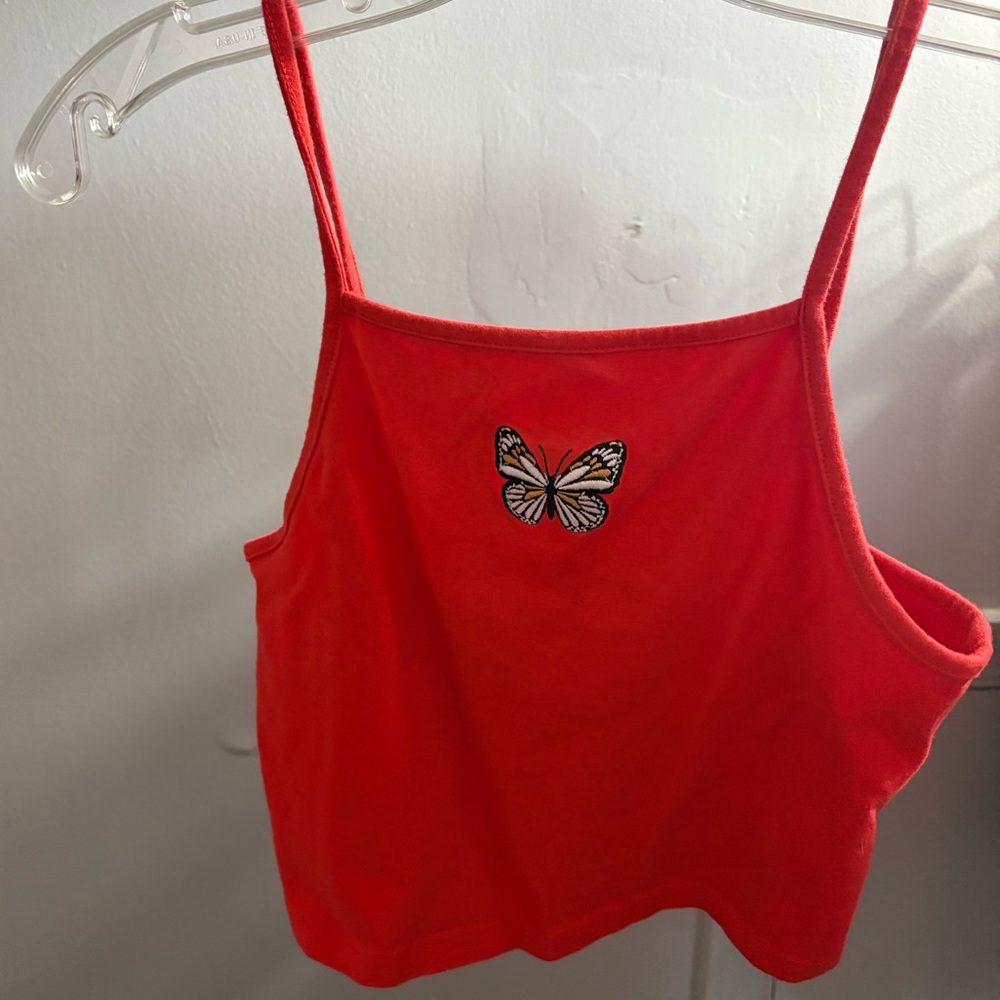 Forever 21 Red Butterfly Cropped Cami